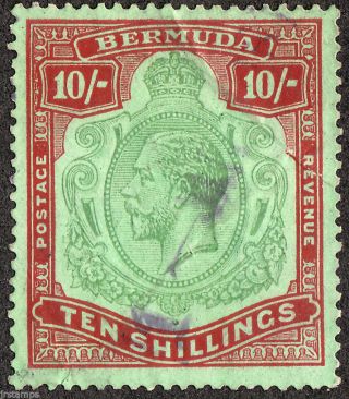 Bermuda 1924 King George V Ten Shillings Scott 96,  Stanley Gibbons 92 photo