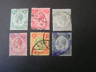 Nyasaland Protectorate,  Scott 12 - 14 (3) +16+17+19,  Total 6 1913 - 19 Kgv Issue Use photo