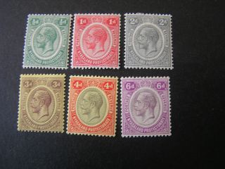 Nyasaland Protectorate,  Scott 12 - 14 (3) +16 - 18 (3),  Total 6 1913 - 19 Kgv Issue Mh photo