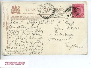 K348 - India Post Card To England 9 - 4 - 1908 photo