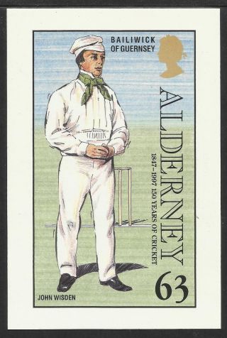 Alderney John Wisden Classic Cricket Postcard Of 1997 63p Postage Stamp photo