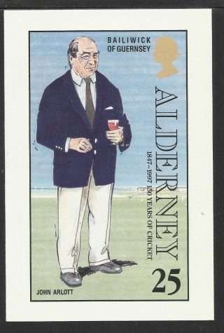 Alderney John Arlott Classic Cricket Postcard Of 1997 25p Postage Stamp photo