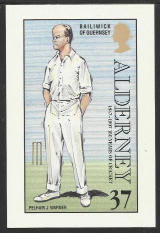 Alderney Pelham J Warner Classic Cricket Postcard Of 1997 37p Postage Stamp photo
