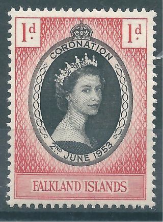 1953 Colonies Falkland Islands - 1 P.  Coronation Mlh photo