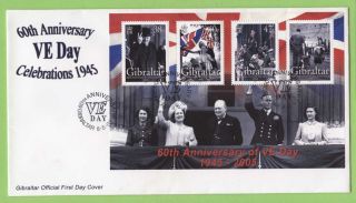 Gibraltar 2005 60th Anniversary Of Ve Day Miniature Sheet First Day Cover photo