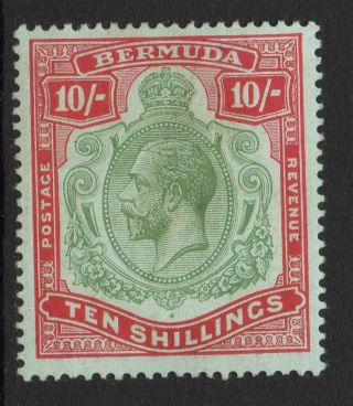 Bermuda Sg54 1918 10/= Green & Carmine Mtd photo