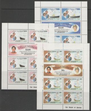 Grenadines Of St.  Vincent Sg195/200 1981 Royal Wedding Sheetlets photo