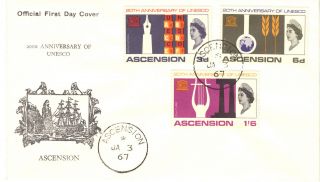 Ascension 1967 Unesco Illustrated First Day Cover Postmark 3rd Jan Ref:cw167 photo
