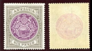 Antigua 1903 - 07 Kevii 6d Purple & Drab With Watermark Inv Mlh.  Sg 36w. photo