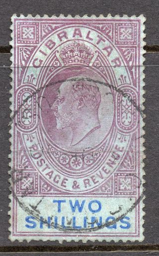 Gibraltar 1906 - 12 Edward Vii 2 Shillings Purple & Bright Blue/blue Sg 72 photo