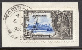Gibraltar 1935 Silver Jubilee 2d Extra Flagstaff Sg 114a Fine On Piece photo