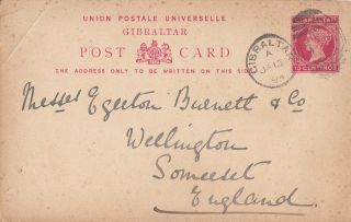 1894 Gibraltar 10c Postcard Posted To Uk photo
