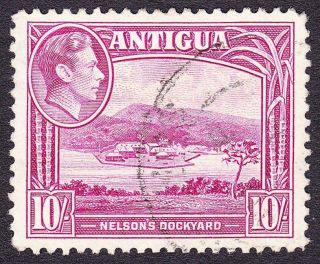 Antigua Kgvi Defs 1948 Sg108 10/ - Magenta,  Fine Used; Cats £20 photo