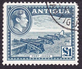 Antigua Kgvi Defs 1948 Sg109 £1 Slate - Green,  Top Value Good Used; Cats £65 photo