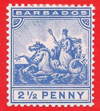 2 1/2d Ultramarine Stamp 1892 - 99 Barbados Seal Of Colony Sg109 photo