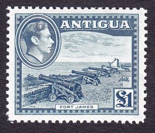 Antigua Kgvi Defs 1948 Sg109 £1 Slate - Green,  Top Value Mint; Cats £45 photo