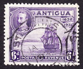 Antigua Kgv 1932 Tercentenary Sg87 6d Violet,  Used; Scarce Cats £12 photo