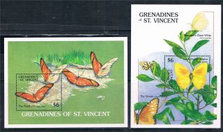 Gren St Vincent 1989 Butterflies 2x Ms Sg 643 photo