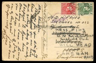 Nigeria 1942 Ppc To Uk 1d + ½d Violet Censor + Passed By Censor 27 photo