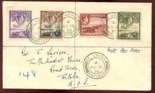 Antigua 1938 Registered Kgvi 6d 1/ - 2/5 5/ - First Day Cover photo