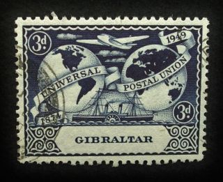 Gibraltar Kgvi 1949 Sg137,  3d Stamp,  75th Anniv Of The U.  P.  U.  A508 photo