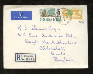 Gibraltar 1965 Itu + Ape 1/ - Registered Airmail To Gb Aldershot photo