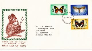 (28132) Norfolk Island Fdc Butterflies And Moths - 17 November 1976 photo