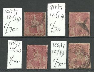 Trinidad Sg12 4x1857 (1d) Rose Red,  Shades Good To Fine C £280,  See Scans photo