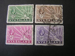 Nyasaland Protectorate,  Scott 38/39 (2) +43/44 (2),  1934 Kgv+leopard Issue photo