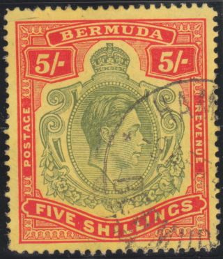 Bermuda 1938 - 1953 Key Plate Sg118bf Gash In The Chin Stamp photo