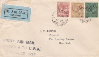 Antigua : First Air Mail Flight Cover To U.  S.  A.  (1929) photo