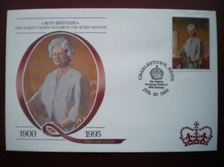 Cover 95th B/day Queen Mother - Charlestown Nevis (3) photo