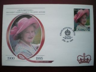 Cover 95th B/day Queen Mother - Charlestown Nevis (1) photo