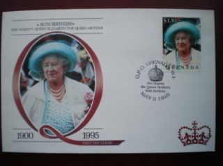 Cover 95th B/day Queen Mother - Gpo Grenada (3) photo