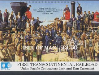Isle Of Man 1992 Union Pacific Transcontintental Railroad Mini - Sheet - Nh photo
