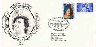 (28101) Gb Fdc Queen Mother 80th - Windsor 4 August 1980 + 1948 Silver Jubilee photo