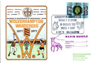 4 October 1977 Wolverhampton Wanderers 1 V Derby County 2 Commemorative Cover photo