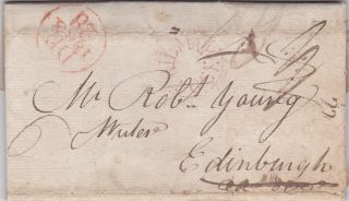 Gb : Pre - Stamp Postage Entire From Kilmarnock To Edinburgh Re: Legal Case (1803) photo