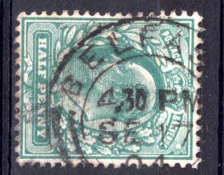 Gb = Town/village Cancel.  On E7 Stamp - Belfast,  Twin Arcs Double Ring Cancel photo