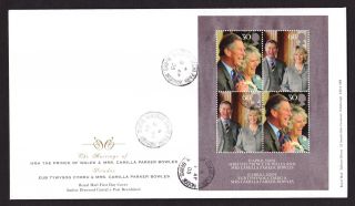 2005 Royal Wedding Miniature Sheet On Fdc With Windsor Cds Cancel photo