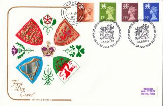 (29344) Gb Wales Cotswold Fdc 15p 13.  5p 12p 10p - Cardiff 23 July 1980 photo