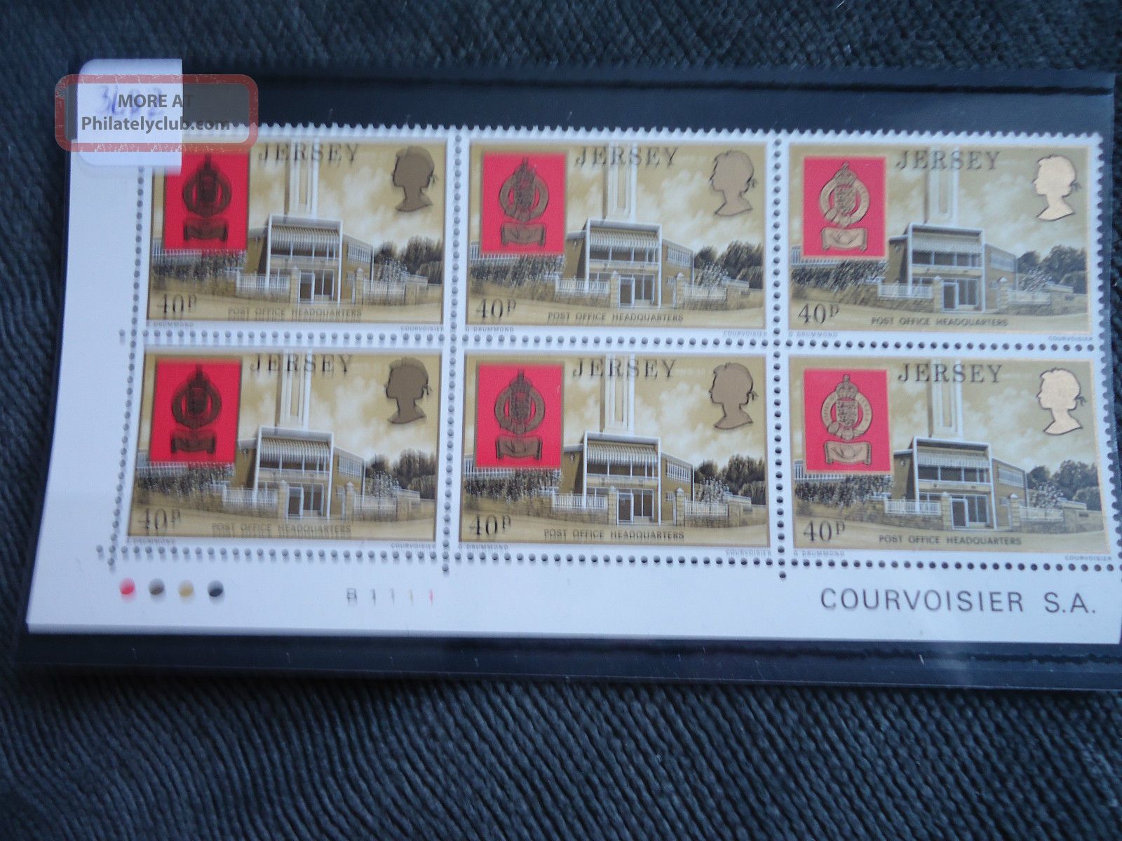 Jersey 1976 40p Post Office Headquarters Plate N O/s Block 6 Regional Issues photo
