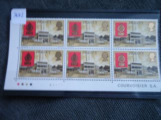 Jersey 1976 40p Post Office Headquarters Plate N O/s Block 6 photo