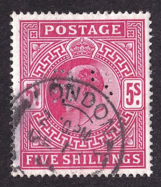 Great Britain Scott 140 Stamp -,  London Cancel With Perfin - King photo