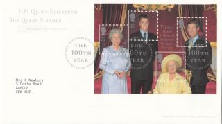 (30400) Clearance Gb Fdc Queen Mother 100th Minisheet - Bureau 4 Aug 2000 photo
