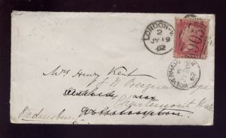 Gb Qv Penny Red Cover 1862 Redirect Paid By Extra Stamp photo