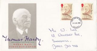 1990 Thomas Hardy Gutter Pairs First Day Cover Derby Fdi photo