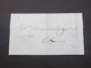 Gb Pre - Stamp Kent 1805 Wrapper Ashford 58 Mileage Handstamp To Charing photo