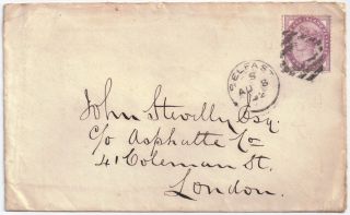 Gb 1881 1d Sg 172 Envelope 62 Belfast 8 Aug 1892 [whitehouse] [b] photo