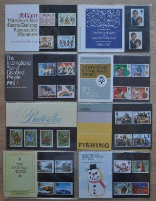 1981 Presentation Packs - Complete Year ' S Issue Of 8 Packs photo